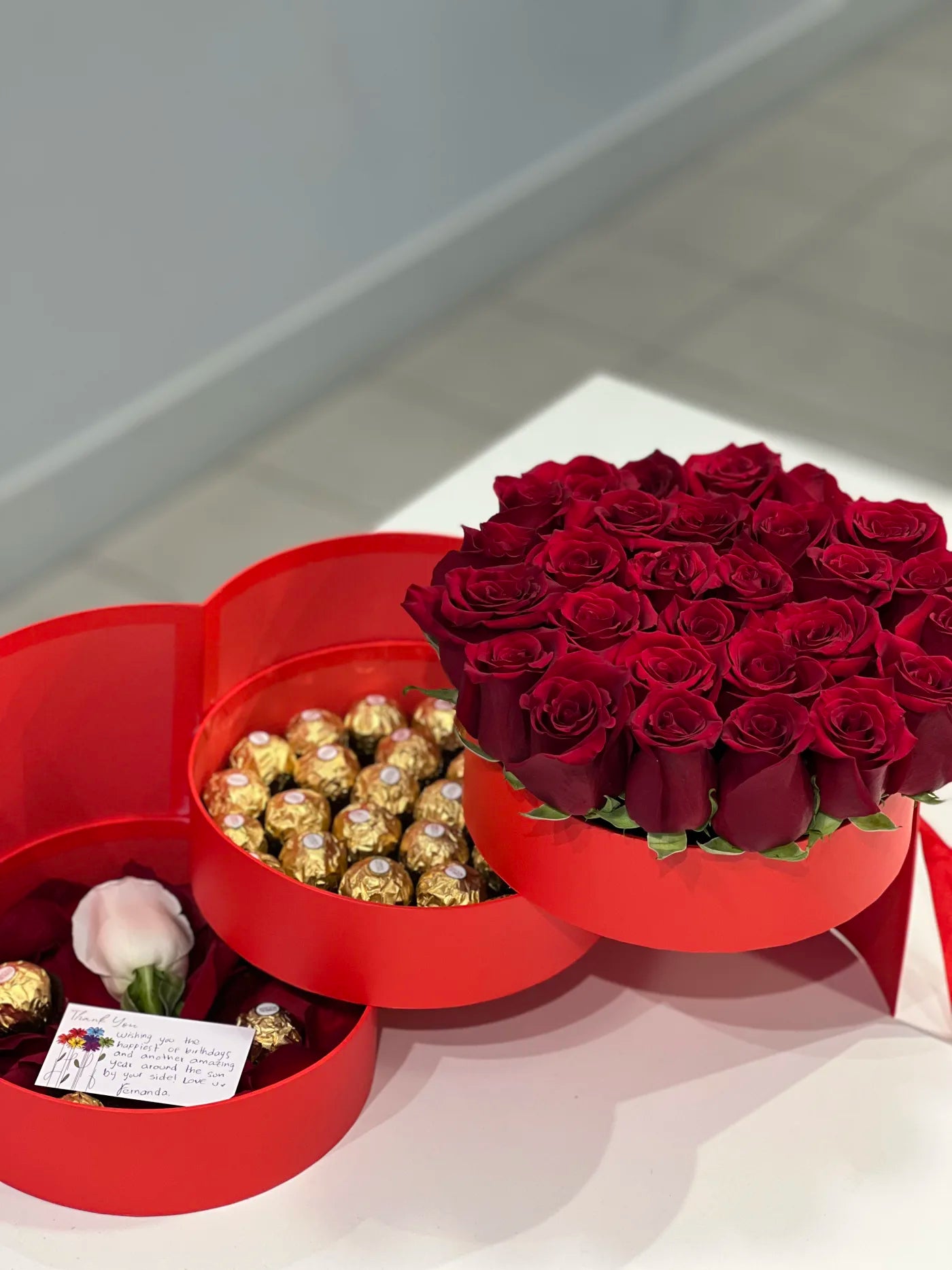 3 Tier Red Premiun Box / Preserved Flowers