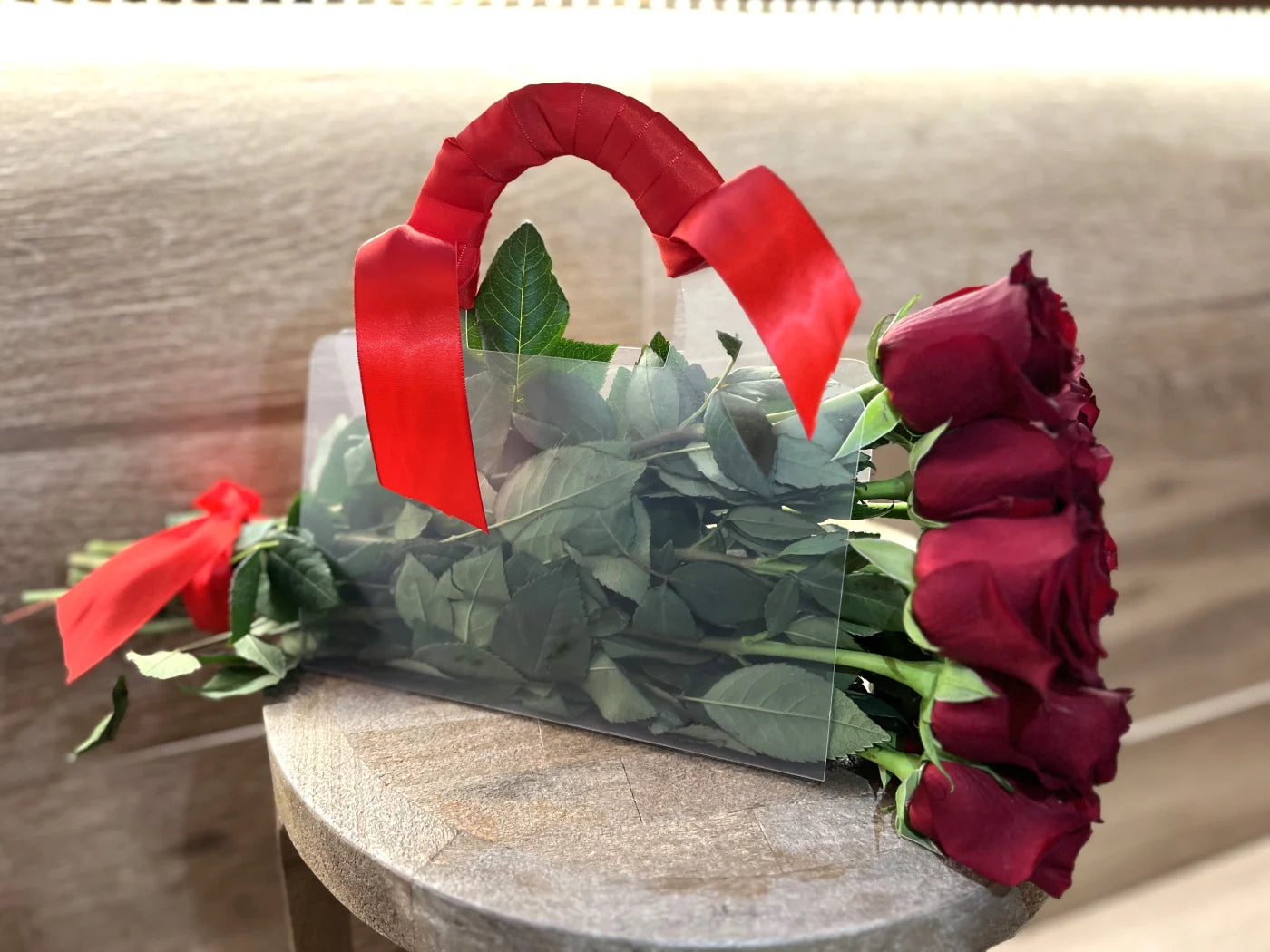 Red Roses In A Beautiful Bag