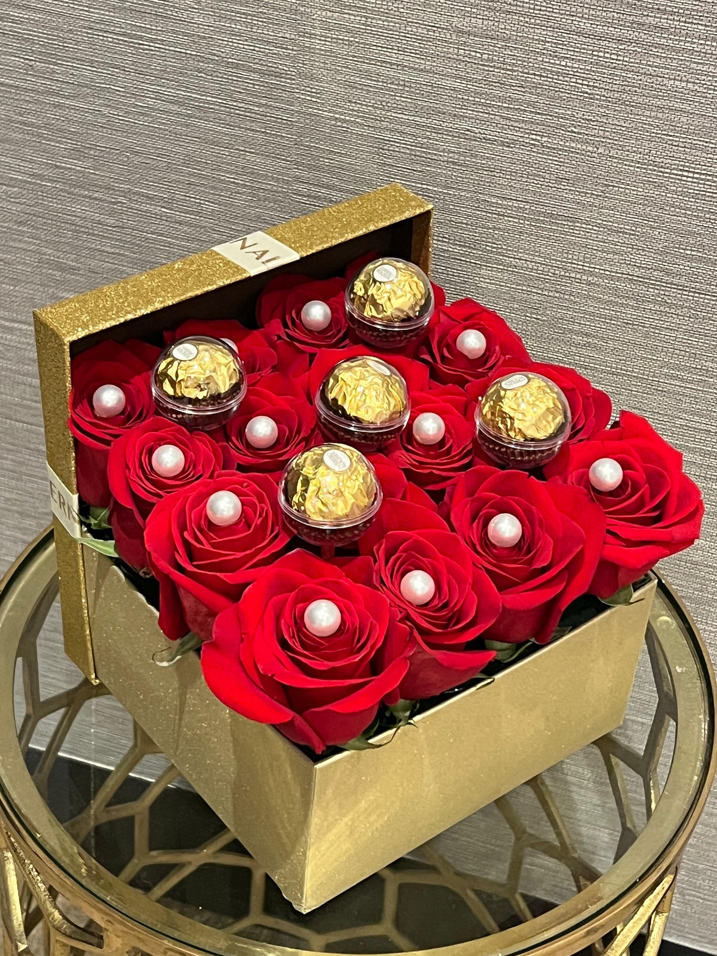 Red Roses Box With Ferrero