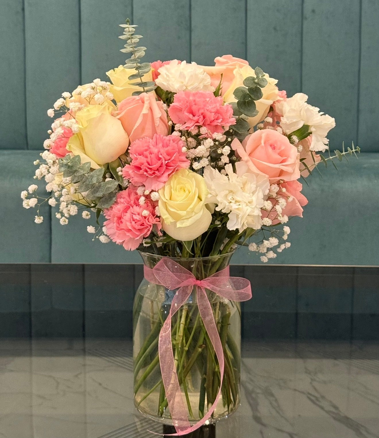 Exclusive Pink and White in a Vase
