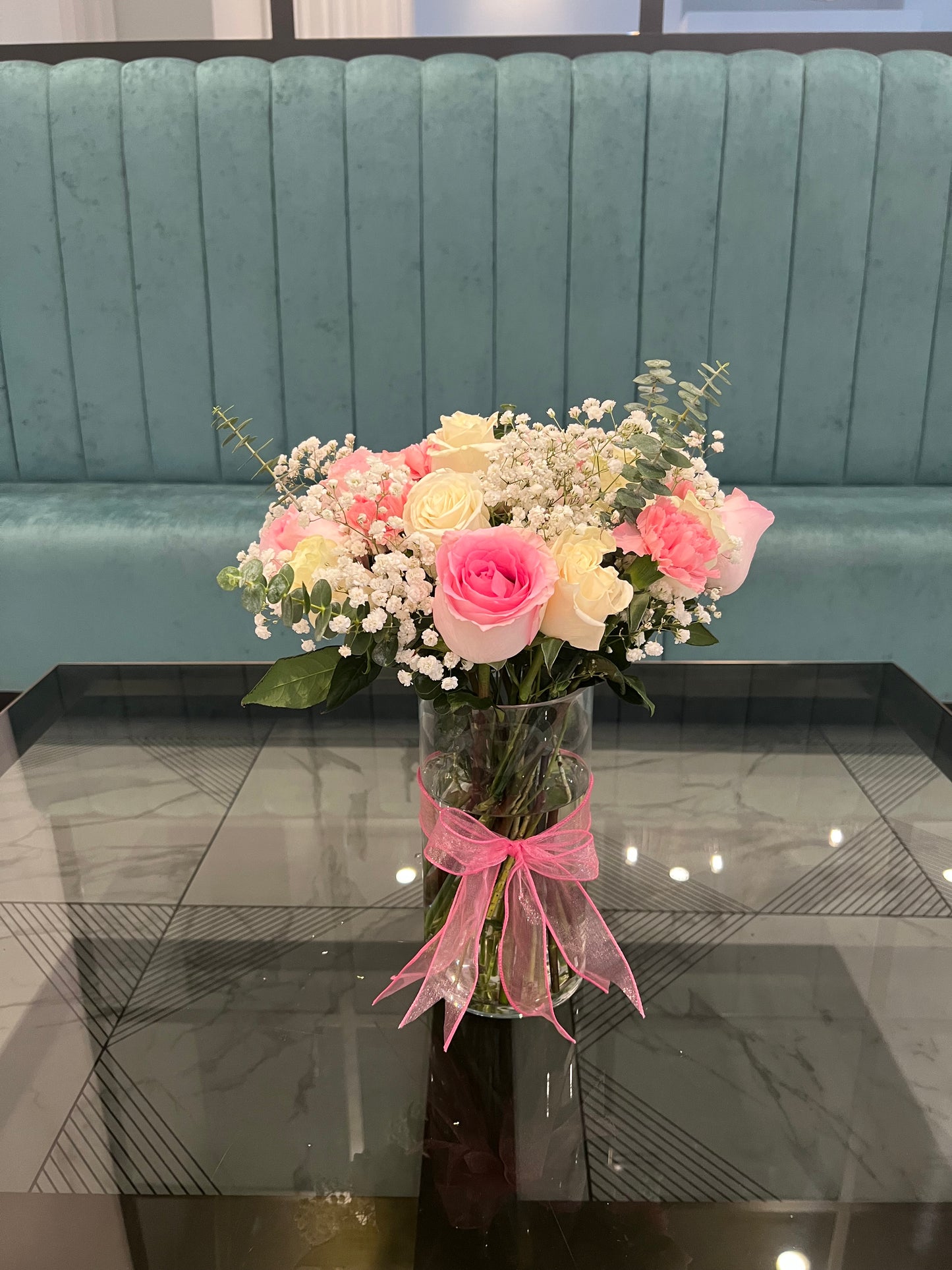 Exclusive Pink and White in a Vase