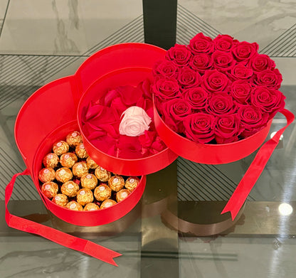 3 Tier Red Premiun Box / Preserved Flowers