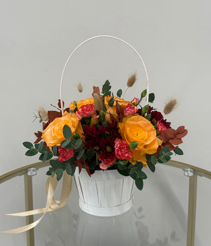 Harvest Glow Basket Arrangement