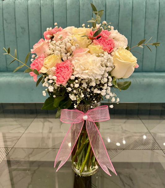 Exclusive Pink and White in a Vase