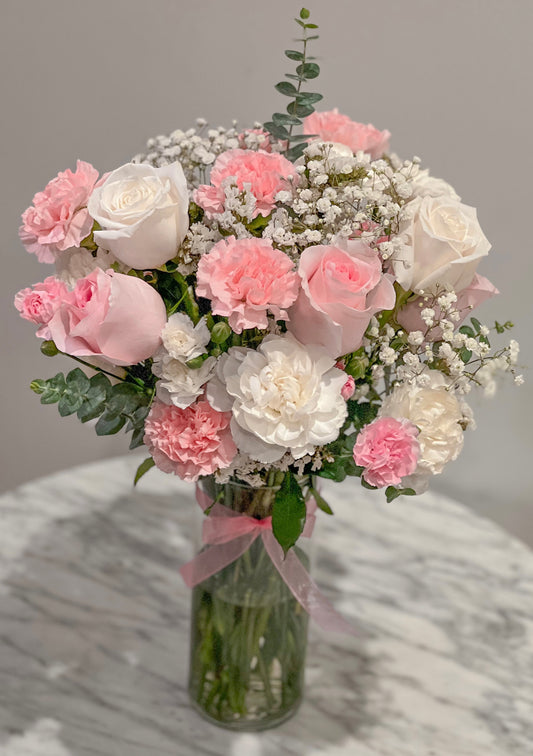 Exclusive Pink and White in a Vase
