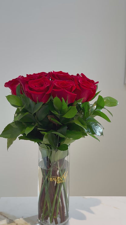 1 Dozen roses in Vase