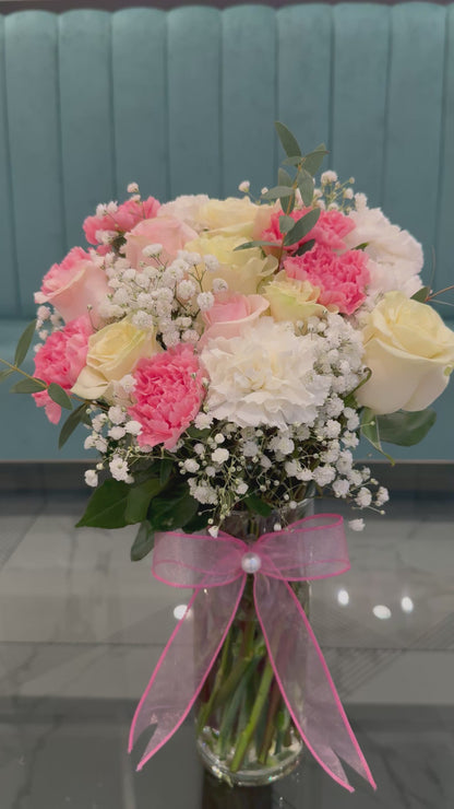 Exclusive Pink and White in a Vase
