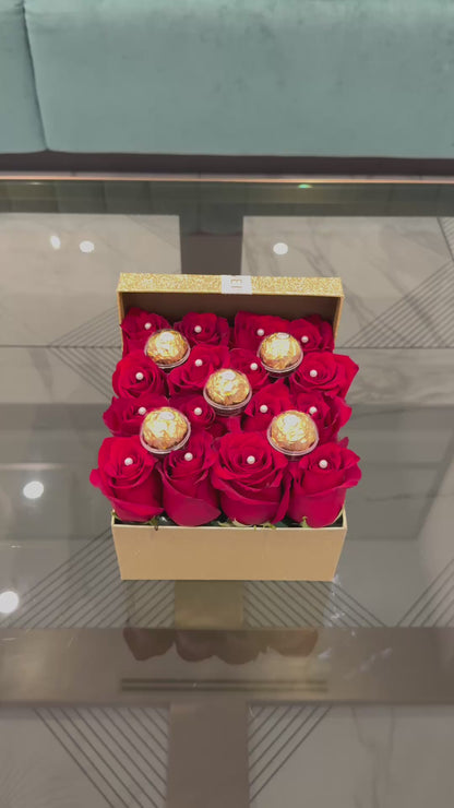 Red Roses Box With Ferrero